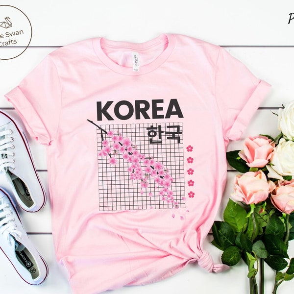 Camisa de Corea, camiseta de flores de cerezo de Seúl, unisex