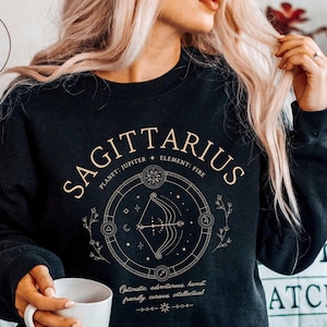 Bluza Strzelec, Astrologiczny Prezent Urodzinowy, Bluza Z Okrągłym Dekoltem Znak Zodiaku, Unisex