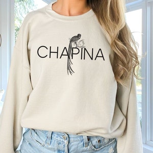 Chapina Sweatshirt, Guatemalan Girl Latina Crewneck Pullover