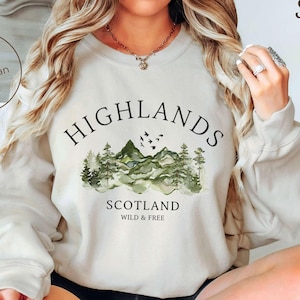 Scottish Highlands Sweatshirt, Scotland Crewneck Pullover, Unisex