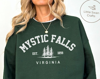 Mystic Falls Virginia Sweatshirt, Unisex Pullover mit Rundhalsausschnitt