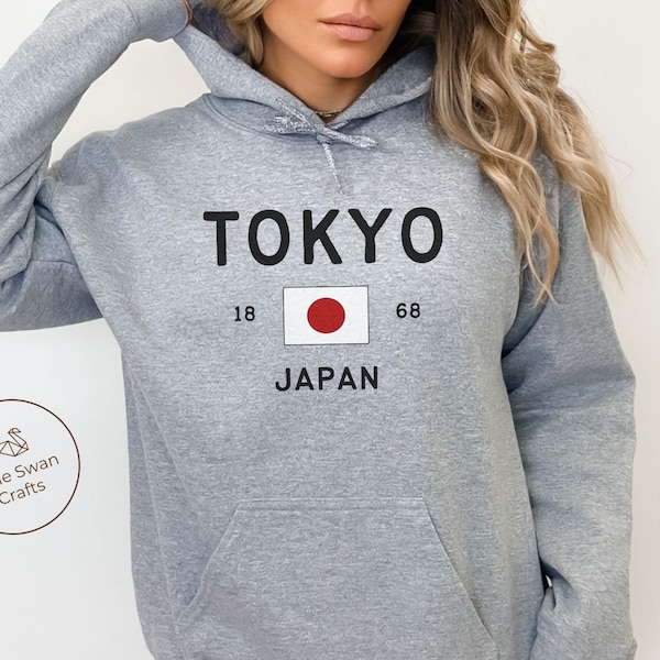Tokyo Hoodie, Japan Flag Hooded Sweatshirt, Unisex