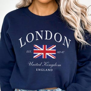 London Sweatshirt, UK Flag England Crewneck Pullover, Unisex
