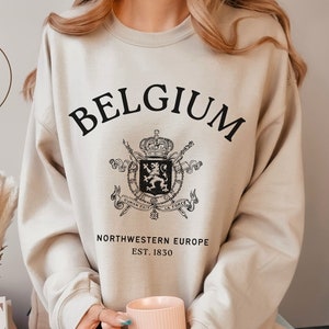 Belgien Sweatshirt, Unisex Pullover mit Rundhalsausschnitt