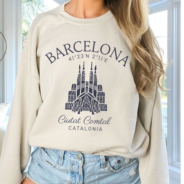 Felpa Barcelona, pullover girocollo Sagrada Familia Spagna