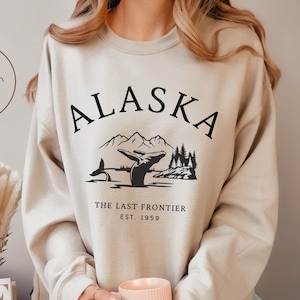 Sudadera con ballena de Alaska, jersey de cuello redondo The Last Frontier, unisex