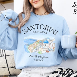 Santorini Sweatshirt, Greek Island, Greece Crewneck Pullover, Unisex