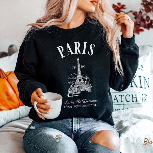 Paris Sweatshirt, Frankreich Eiffelturm Kleidung, französisches Geschenk, weicher Rundhalspullover