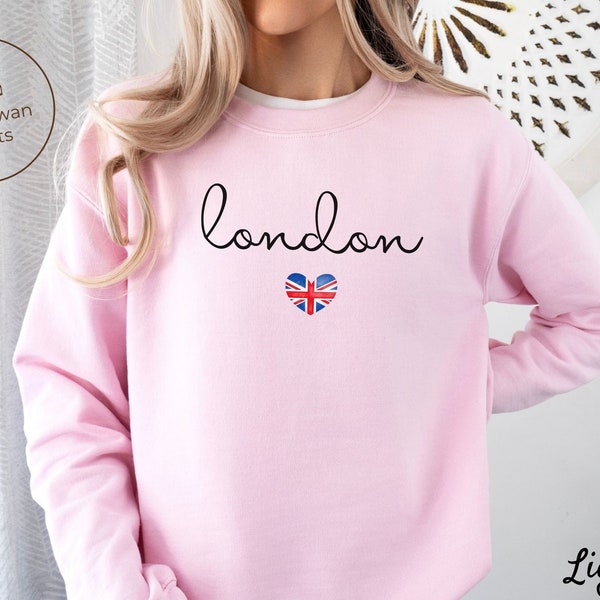 Sweat-shirt Londres, pull à col rond avec coeur représentant le drapeau du Royaume-Uni, unisexe