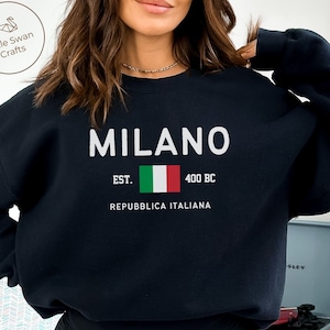 ミラノ スウェットシャツ、イタリア ミラノ、イタリア国旗 クルーネック プルオーバー - ユニセックス