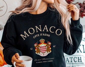 Monaco Sweatshirt, French Riviera, Monte Carlo Crewneck Pullover - Unisex
