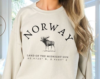 Felpa Norvegia, Maglione girocollo Alce norvegese, Unisex