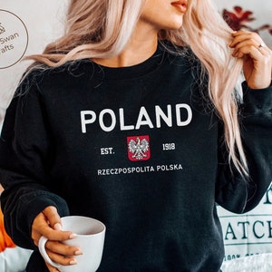 Poland Sweatshirt, Polish Flag Crewneck Pullover, Unisex