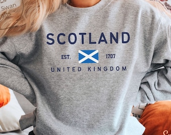 Scotland Sweatshirt, Scottish Flag Crewneck Pullover, Unisex