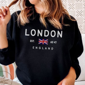 London Sweatshirt, England UK Flag Crewneck Pullover, Unisex