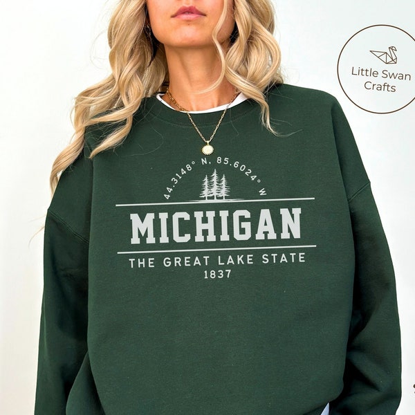 Michigan Sweatshirt, The Great Lake State Crewneck Pullover, Unisex