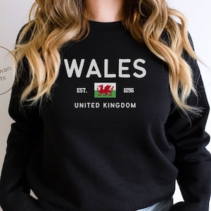 Sudadera de Gales, jersey de cuello redondo con la bandera de Gales