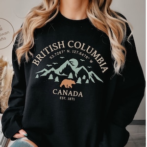 British Columbia Sweatshirt, Canada Mountains Crewneck Pullover