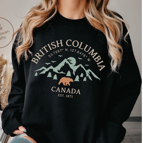 British Columbia Swestshirt, Canada Mountains trui met ronde hals