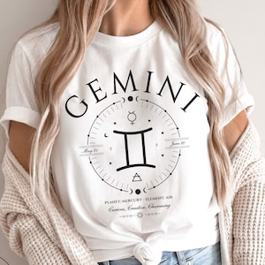 Koszulka Gemini, prezent urodzinowy dla znaku zodiaku, koszulka astrologiczna, koszulka unisex