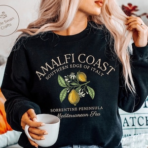 Amalfi Coast Italy Sweatshirt, Italian Lemons Crewneck Pullover