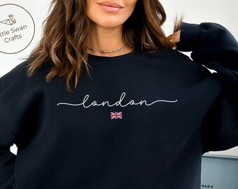 London Sweatshirt, UK Flag Crewneck Pullover, Unisex