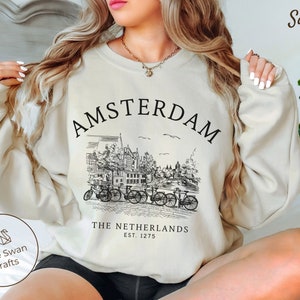 Amsterdam Sweatshirt, Netherlands Bicycles Crewneck Pullover, Unisex