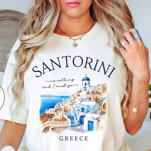 Santorini Shirt, Greek Island, Greece T-shirt, Unisex Natural