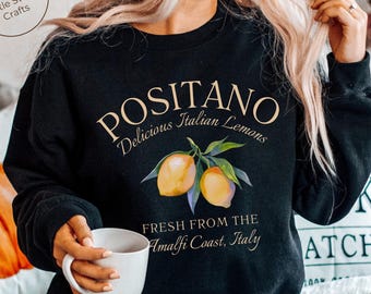 Positano Sweatshirt, Italy Amalfi Coast, Italian Lemons Crewneck Pullover