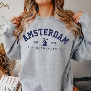 Amsterdam Sweatshirt, Netherlands Windmill Crewneck Pullover, Unisex
