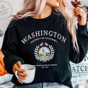 Washington DC Sweatshirt, District of Columbia Crewneck Pullover, Unisex