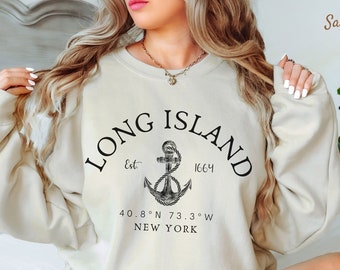 Long Island Sweatshirt, Soft and Comfortable Crewneck Pullover - Unisex