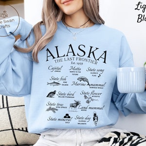 Alaska Sweatshirt, State Landmarks Crewneck Pullover, Unisex