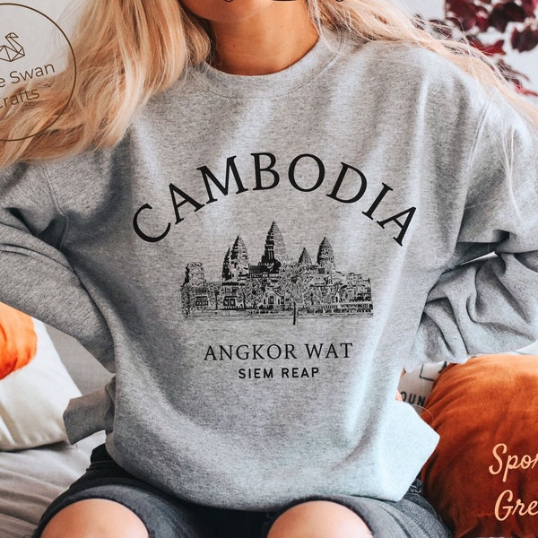 Cambodia Sweatshirt, Angkor Wat Sweater, Siem Reap Soft and Comfortable Crewneck Pullover, Unisex