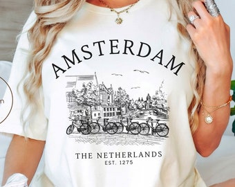 Amsterdam Shirt, Netherlands Bicycle T-shirt, Unisex