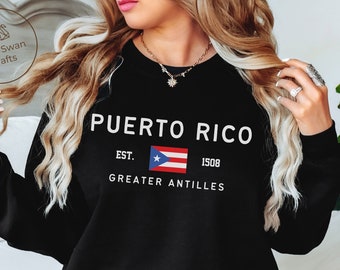 Puerto Rico Sweatshirt, Puerto Rican Flag Crewneck Pullover, Unisex