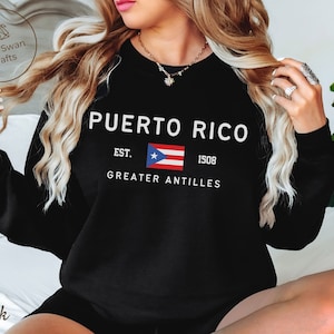 Puerto Rico Sweatshirt, Puerto Rican Flag Crewneck Pullover, Unisex