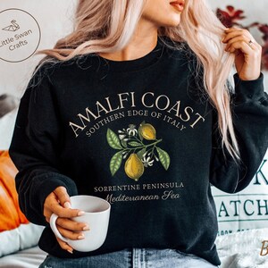 Amalfi Coast Italy Sweatshirt, Italian Lemons Crewneck Pullover