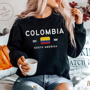 Colombia Sweatshirt, Colombian Flag Soft and Comfortable Crewneck Pullover