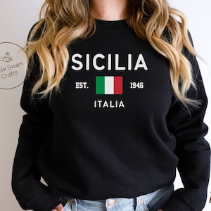 Sicily Sweatshirt, Sicilia Italy, Italian Flag Crewneck Pullover, Unisex