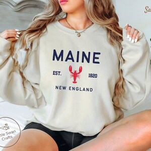 Maine Sweatshirt, New England Lobster Crewneck Pullover