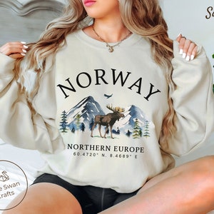 Norway Sweatshirt, Norwegian Mountains Crewneck Pullover, Unisex