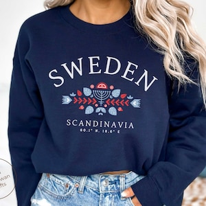 Schweden Sweatshirt, Skandinavische Volkskunst Pullover, Unisex