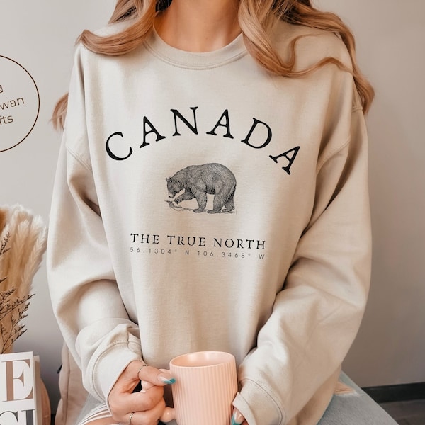 Sudadera Canadá, Oso Canadiense, Jersey The True North Crewneck, Unisex