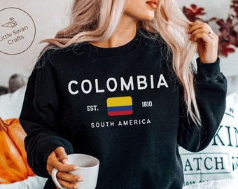 Sweat-shirt de la Colombie, drapeau colombien Pull à col rond doux et confortable