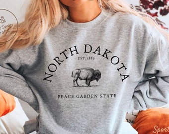 North Dakota Sweatshirt, Unisex ND, Soft and Comfortable Crewneck Pullover