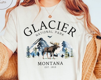 Camiseta del Parque Nacional Glacier, camiseta de las montañas de Montana, unisex