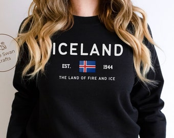 Iceland Sweatshirt, Icelandic Flag Crewneck Pullover, Unisex