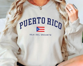 Puerto Rico Sweatshirt, Puerto Rican Flag Crewneck Pullover, Unisex
