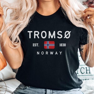 トロムソシャツ、ノルウェー国旗、ユニセックス、柔らかくて快適なTシャツ